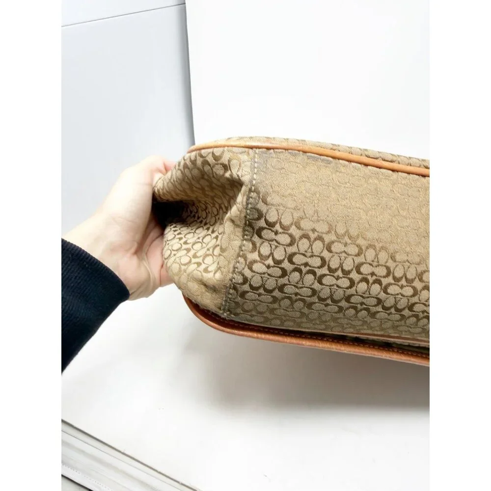 Coach Vintage‎ Y2K Hudson Commuter Messenger Bag F77004 Jacquard Brown Tan